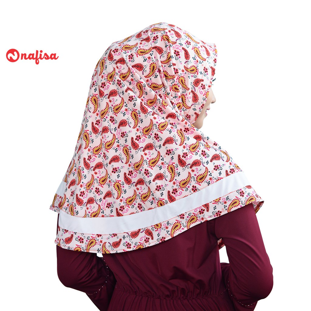 Jilbab Instan Nafisa DORELIA | Hijab Instan Motif Non Pad Kerudung Instan Motif Tanpa Bergo Model Sedang Simple