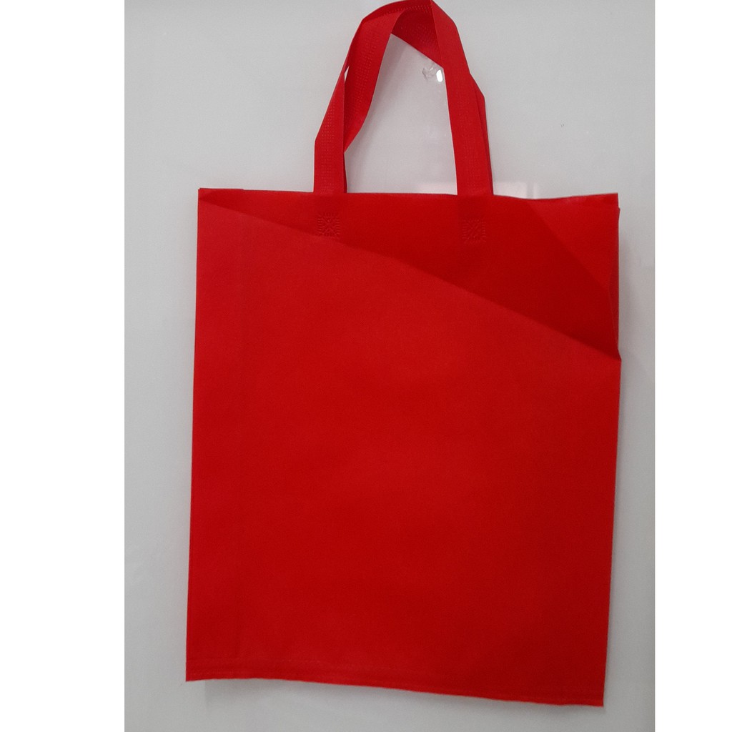 

(Lusin) Tas Press Spunbound Tali Goodie Bag Tas Belanja Warna Merah 38 cm x 45 cm