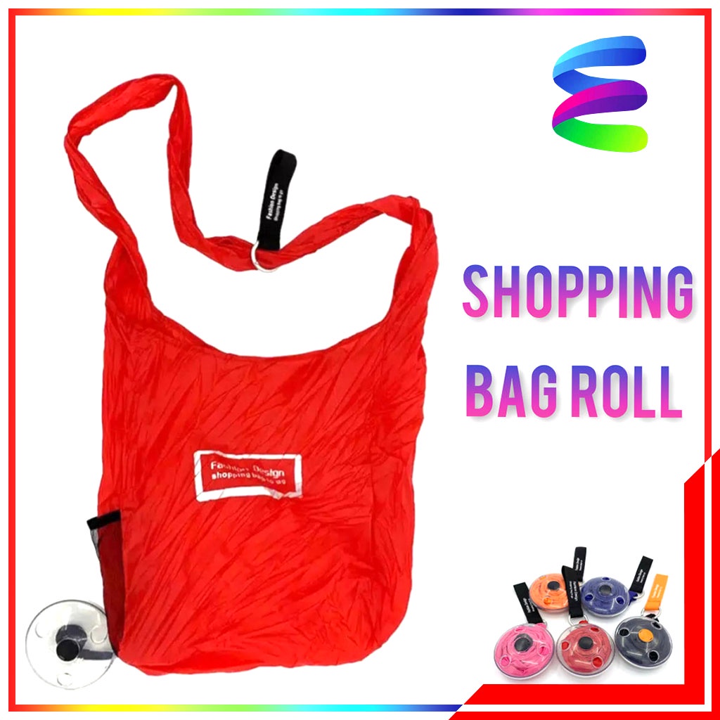 Kantong Ajaib Tas Travel Lipat Portable Kapasitas Besar / Shopping Bag Roll / Tas Belanja Lipat / Roll Up Bag / Kantong Belanja Modis