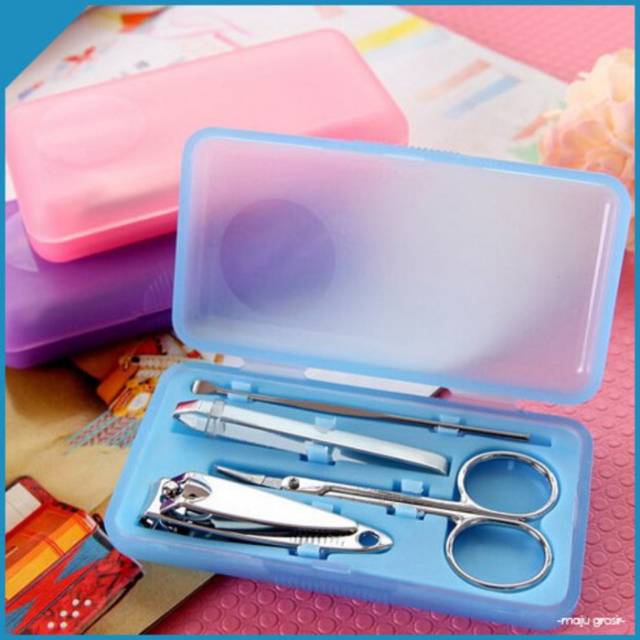 Pemotong kuku set box plastik WARNA meni pedi manicure perawatan salon murah