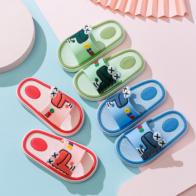 [littlecrab] Sandal Anak Dino XX Colorful Kids Sandals High Quality Biru Hijau Kuning Pink Dinosaurus Mata XX Sandal Selop Anak Berkualitas Sandal Selop Motif Lucu Unik Anti Slip Korean Style