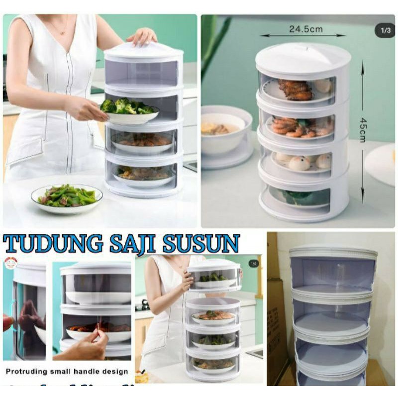 Tudung saji 4 susun rak penyimpanan makanan food cover 4 layer import