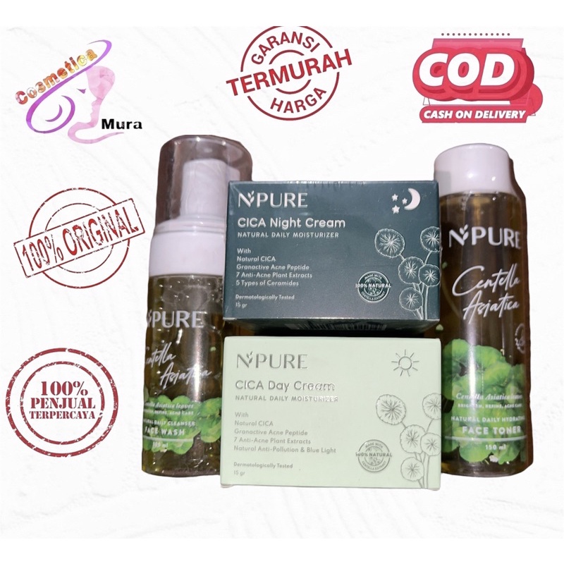 [ paket 4in1 ] paket skincare Npure 4in1 - Paket wajah Npure Centella asiatica 4in1 with Cica