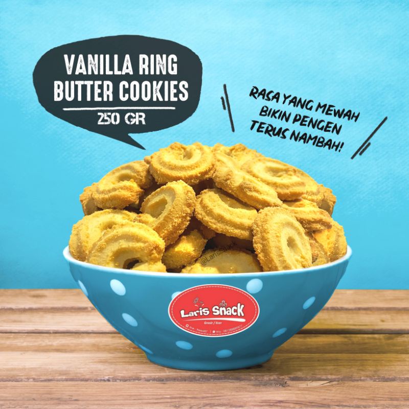 

Biskuit Vanila Ring Butter Cookies Gelora Snack Kiloan 250gr