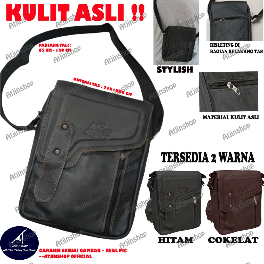 Tas Selempang Kulit Premium Asli Messenger Bag Large