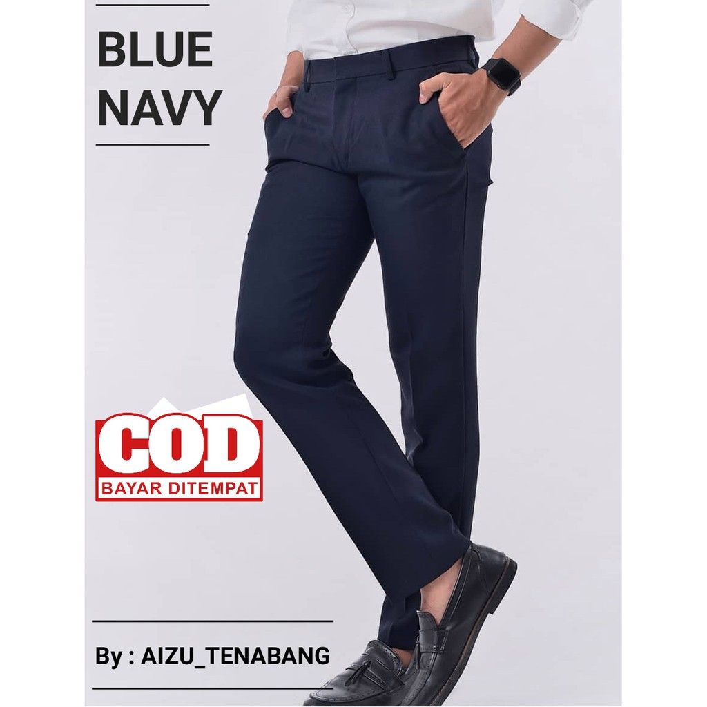 CELANA KANTOR FORMAL PRIA NAVY/CELANA BAHAN SLIMFIT/CELANA BAHAN PRIA