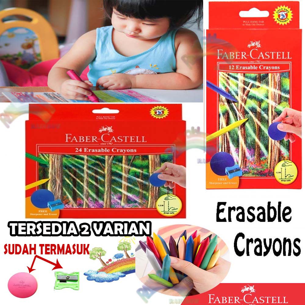 

Erasable Crayon 12 Warna / 24 WARNA Faber Castell ( Crayon Bisa Dihapus )