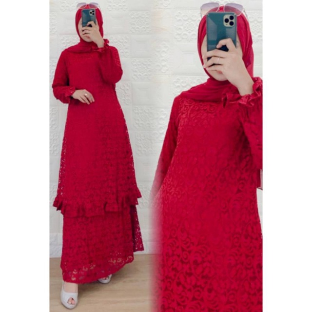 Gamis Malaysia Brokat Rempel. Matt Brokat Korea. TOP NEW LOOK