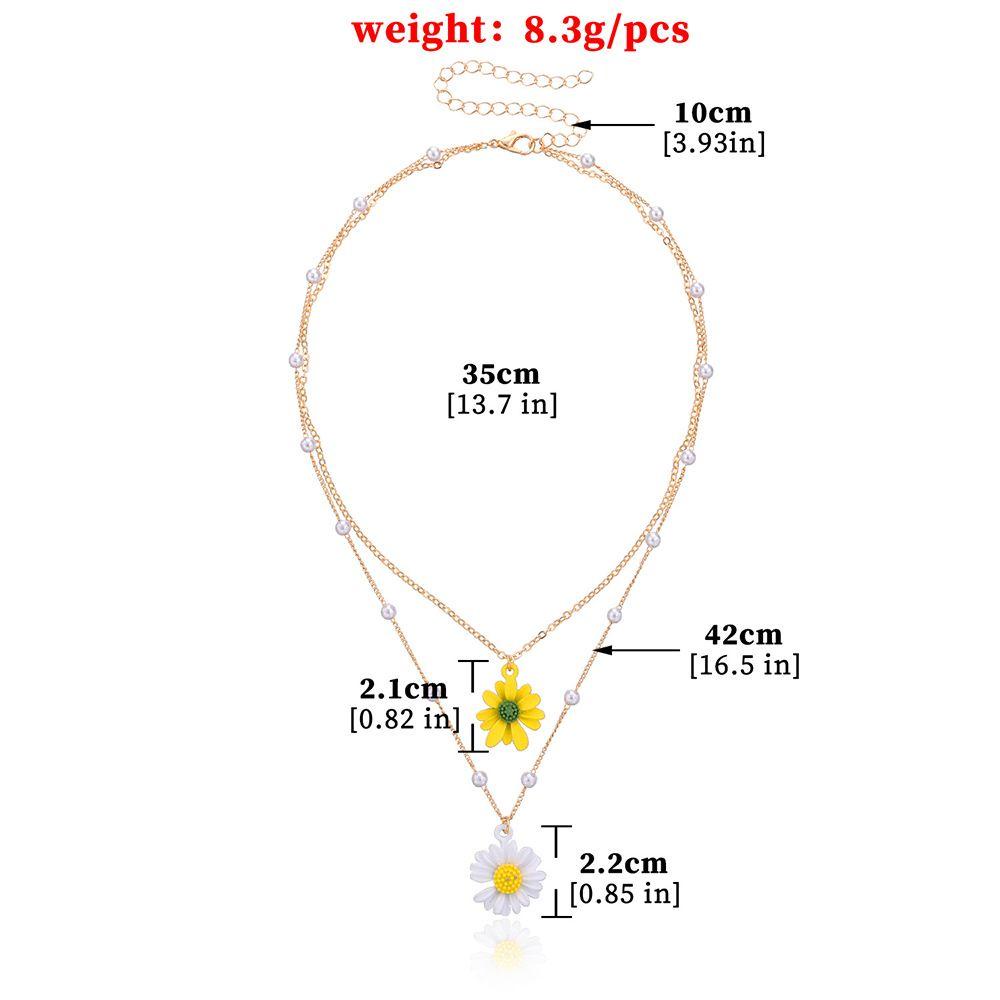 Kalung Bunga Daisy Nanas Bohemian Perempuan Ornamen Kerah Perhiasan Lapis Ganda