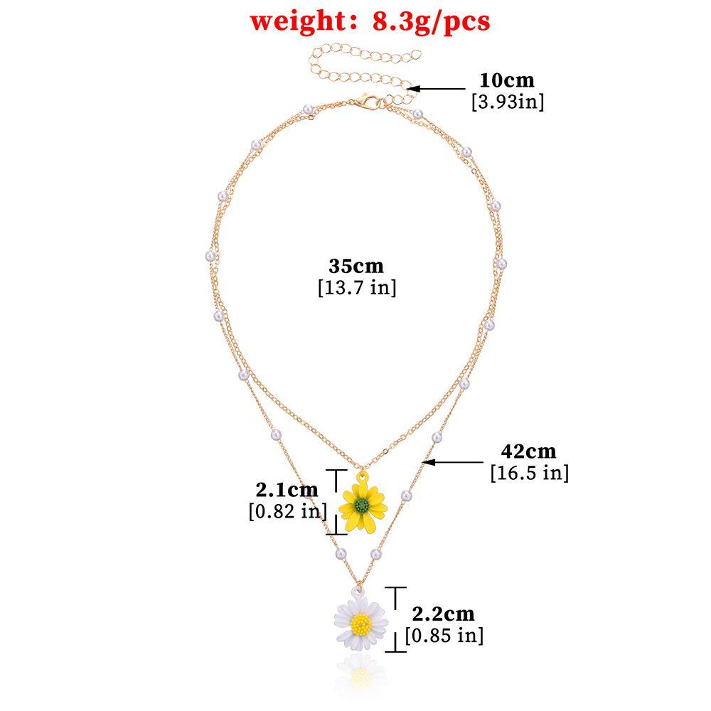 R-flower Daisy Flower Kalung Bohemian Kuning Kerah Putih Jewellery Double Layered