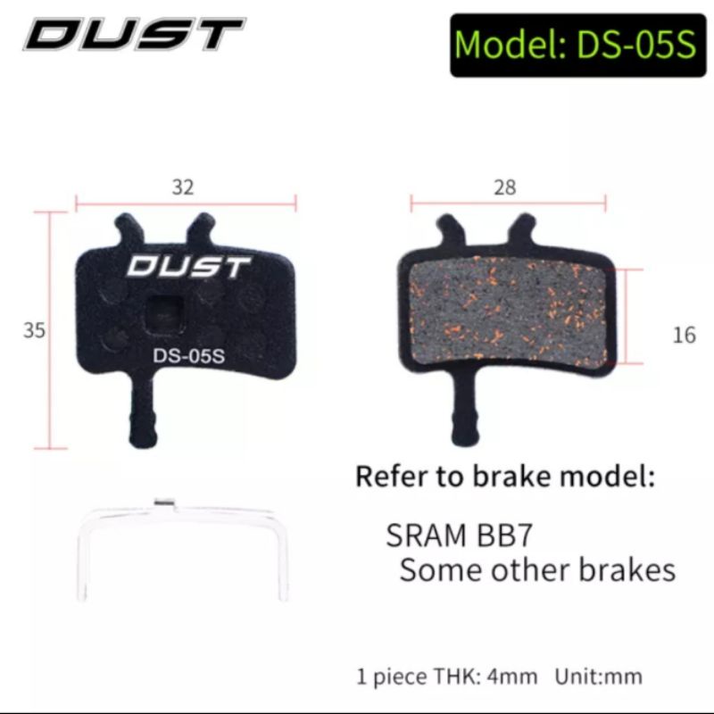 Dust DS-05S Brake Pad Avid BB7 Juicy 3-5-7 Kampas Rem Sepeda