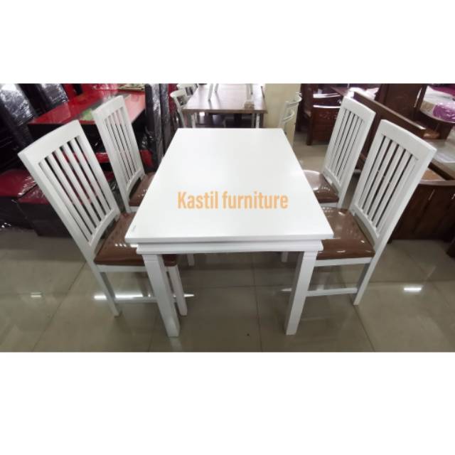Meja Makan Putih 4 Kursi Jok Oscar Shopee Indonesia
