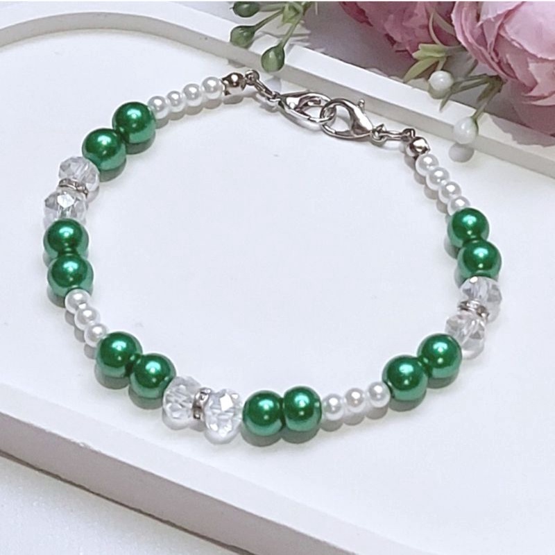 KONEKTOR MASKER HIJAB MUTIARA, PENGAIT MASKER HIJAB MUTIARA-Kristal Mutiara Ijo