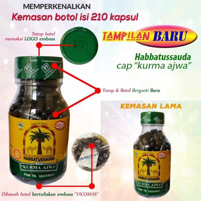 

HABBATUSSAUDA CAP KURMA AJWA ISI 210 KAPSUL