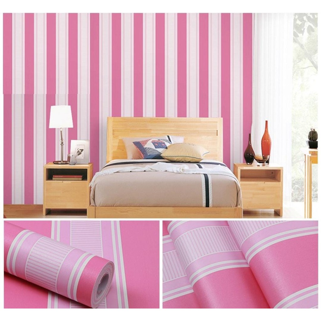 WALLPAPER STICKER DINDING SALUR PINK