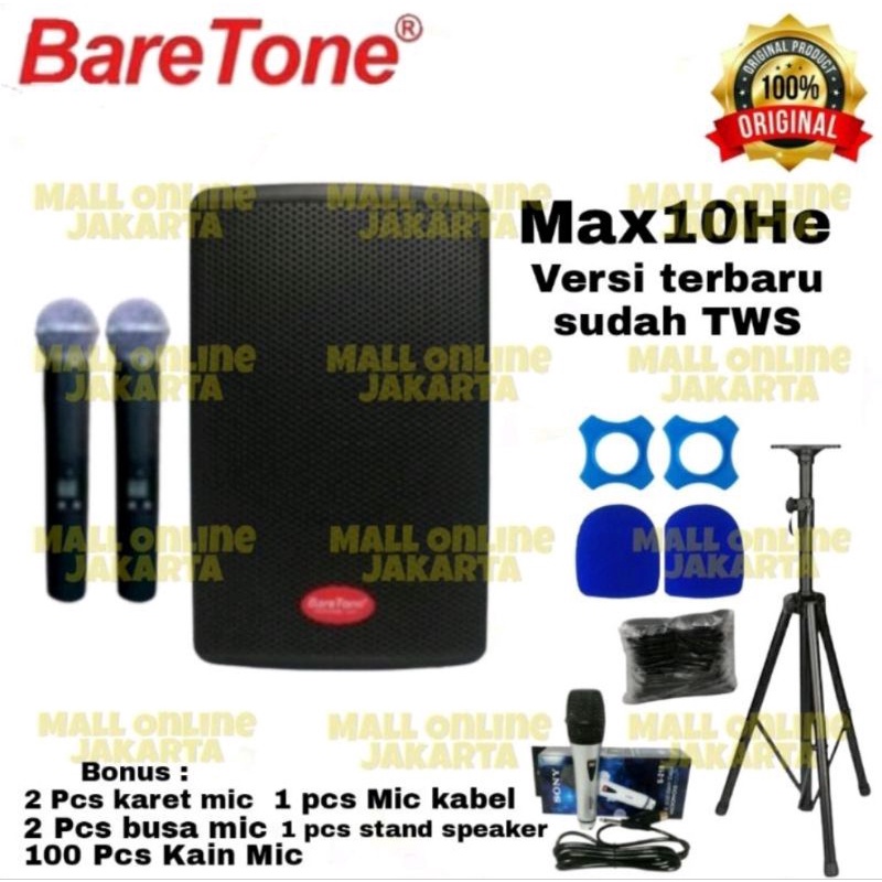 speaker aktif baretone 10 inch max10he portable max 10he wireless