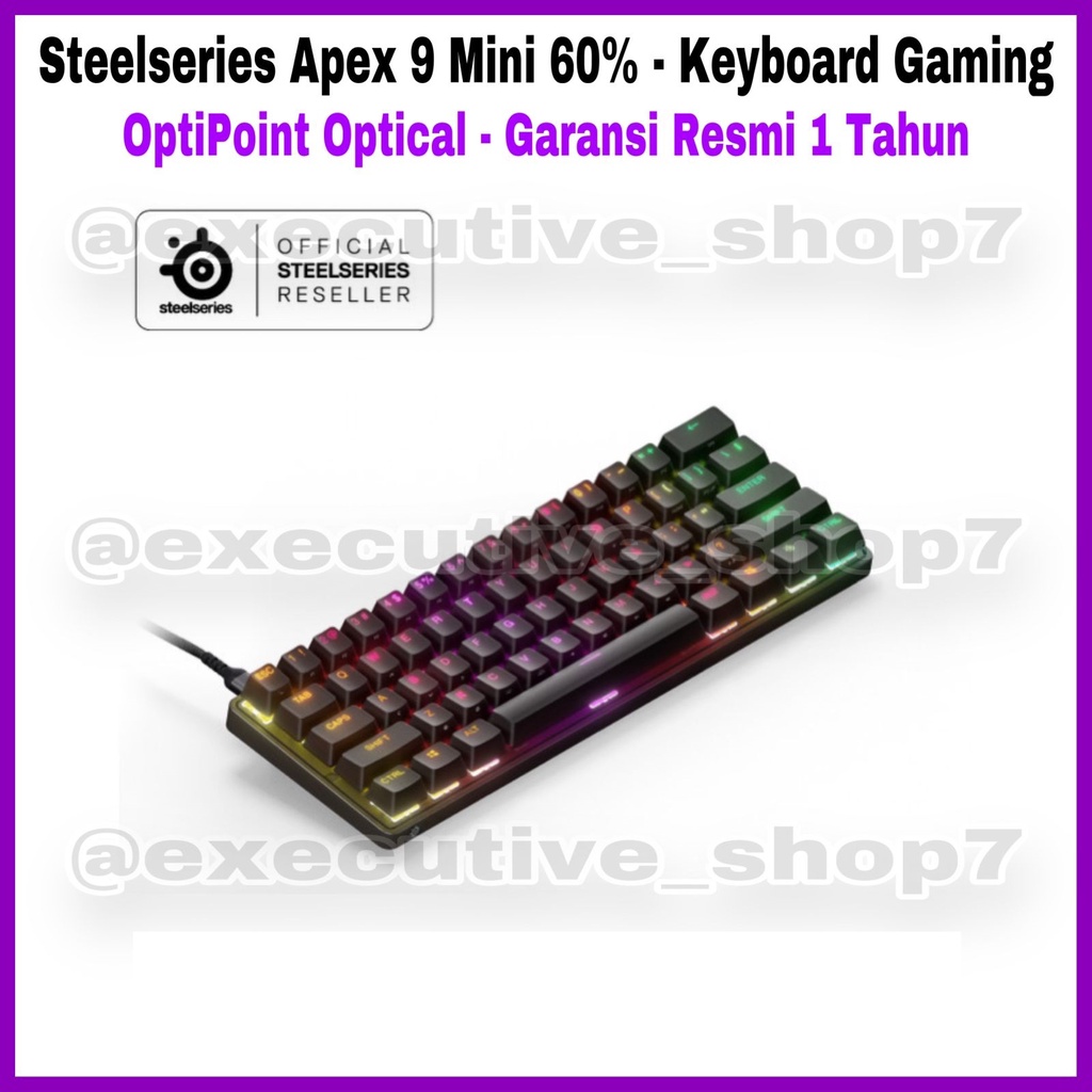 Steelseries Apex 9 Mini 60% - Keyboard Gaming - OptiPoint Optical - Garansi Resmi 1 Tahun