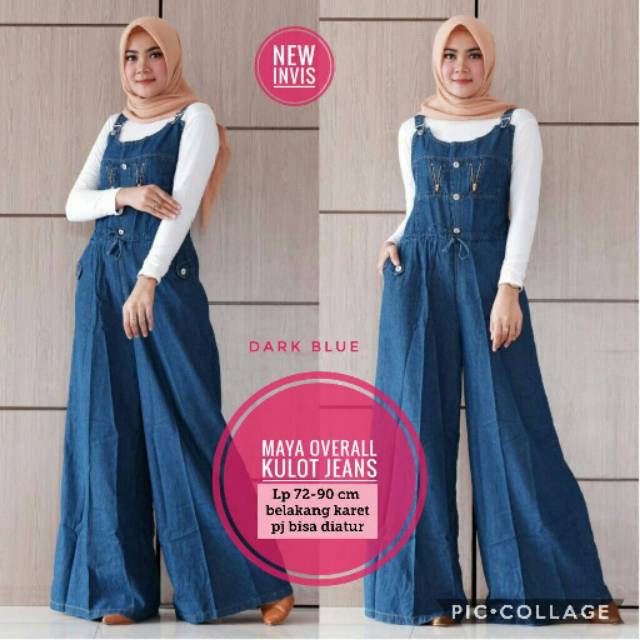 Maya overall kulot wanita dewasa jumbo jean washed