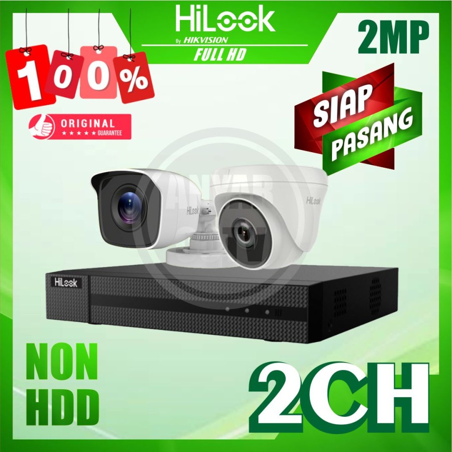 PAKET CCTV HILOOK 2MP 2 KAMERA TANPA HDD SIAP PASANG