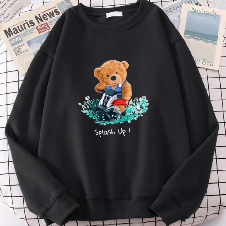 Basic Sweater Dewasa Teddy Bear Spalsh Up! Bahan Fleece Tebal Halus