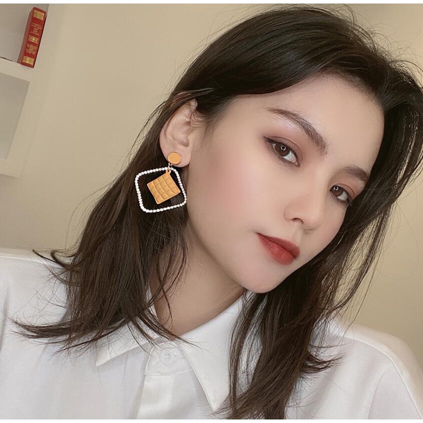 925 jarum perak Korea square trendy berlian imitasi anting-anting fashion geometris sederhana berlia