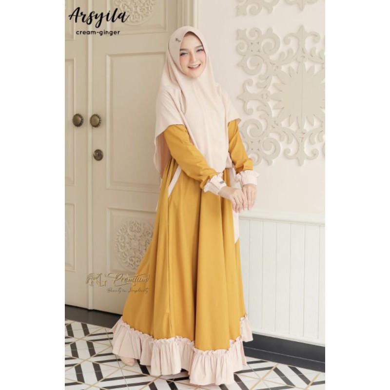 [SIAP KIRIM] Hoscollection GAMIS SYARI ARSYILA NARARYA CREAM GINGER