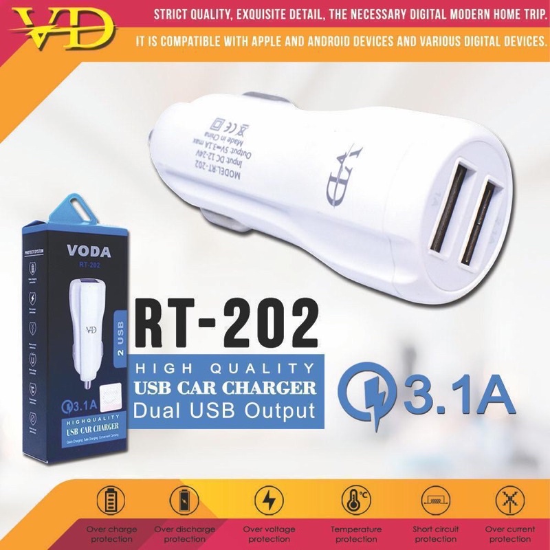 Saver Qtop Smart 002 , Voda RT-202 2USB Charger Mobil