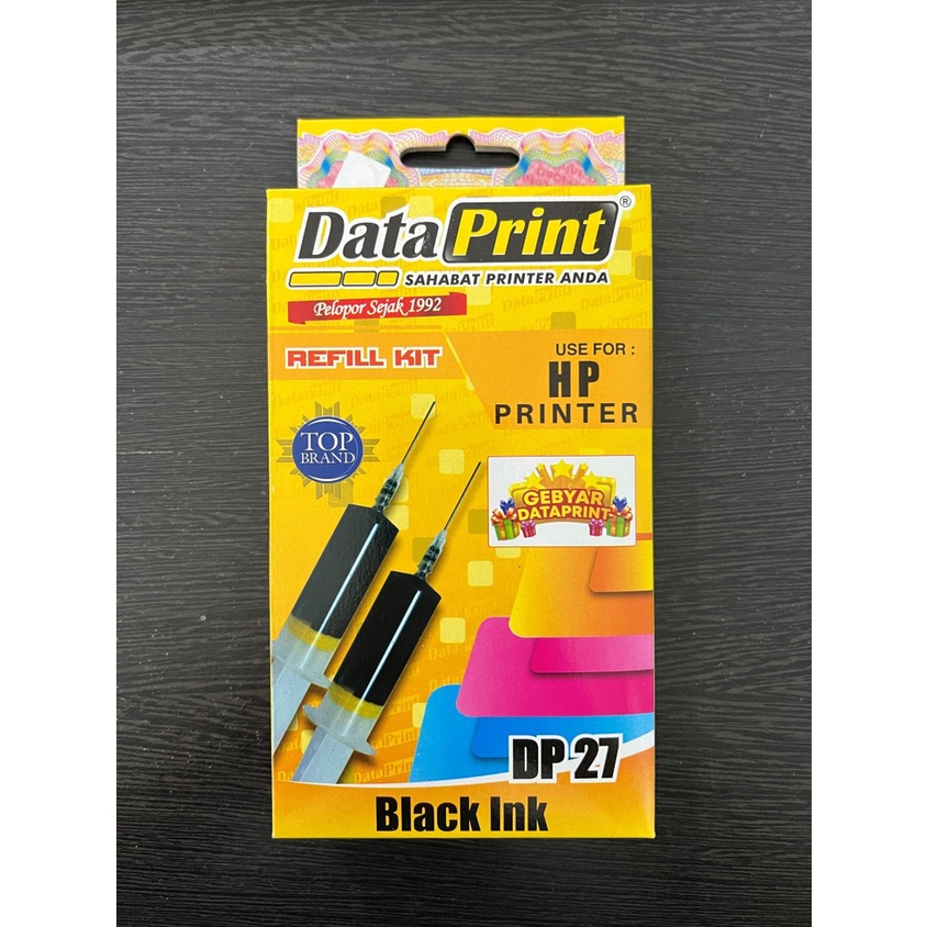 Refill Tinta Suntik Data Print DP27 DP28 Printer HP - DP 27 Black DP 28 Color