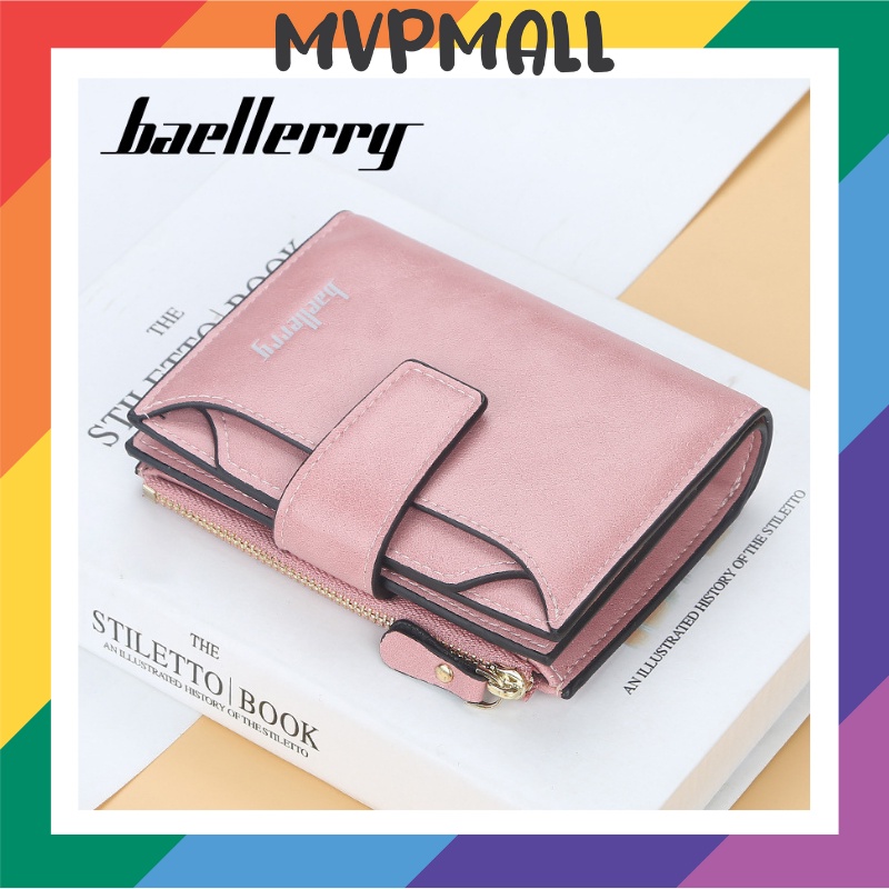 [BISA COD] Dompet Wanita Dompet Lipat Kulit Baellerry Pria dan Wanita Bahan Kulit Original N2349