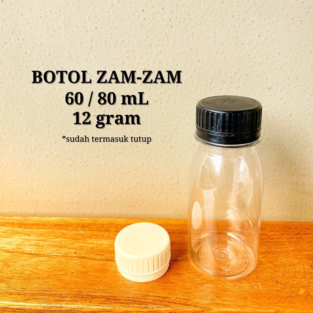 Botol Zamzam  60 / 80 mL Tutup Tinggi LN | PROMO PAKET PACKING AMAN Min. 100 pcs | Botol Plastik PET Zam - Zam 60 / 80 mL