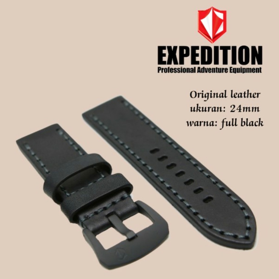 Strap Watch / Kulit / Tali Jam Tangan Original Expedition Hitam
