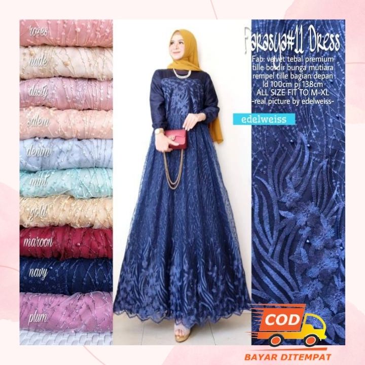 REALPICT GAMIS FARASYA MODEL TERBARU GAMIS BROKAT BUSUI DRESS BROKAT BISA JUMBO M L XL XXL