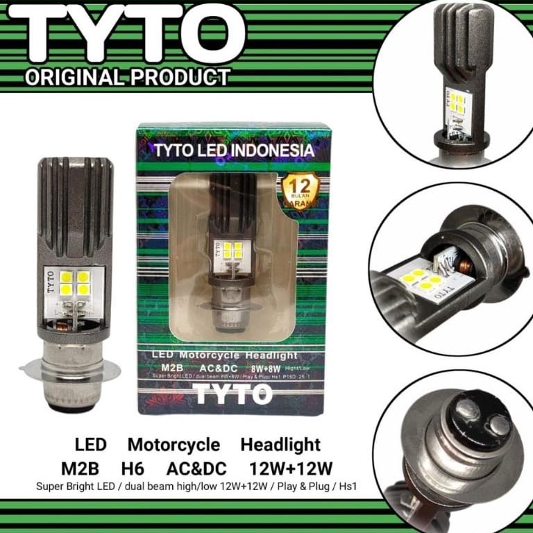 bohlam Lampu Motor Depan led Tyto H6 M2B Cree Original Ac Dc 8 Watt H6 Mio Beat Wave Vario Absolut Mx Dll UNIVERSAL-1