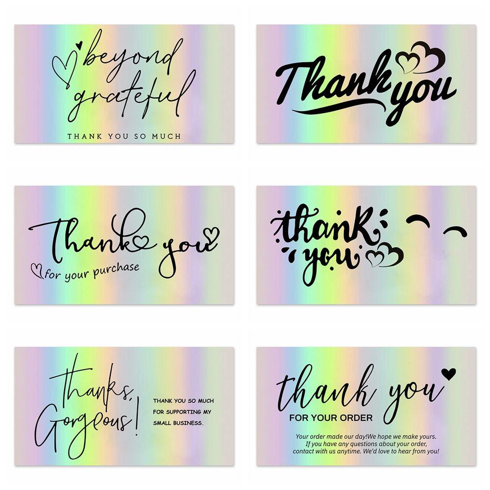 Solighter 50PCS Thank You For Your Order Paket Kado Belanja Sisipan Greeting Postcard Beyond Grateful Labels