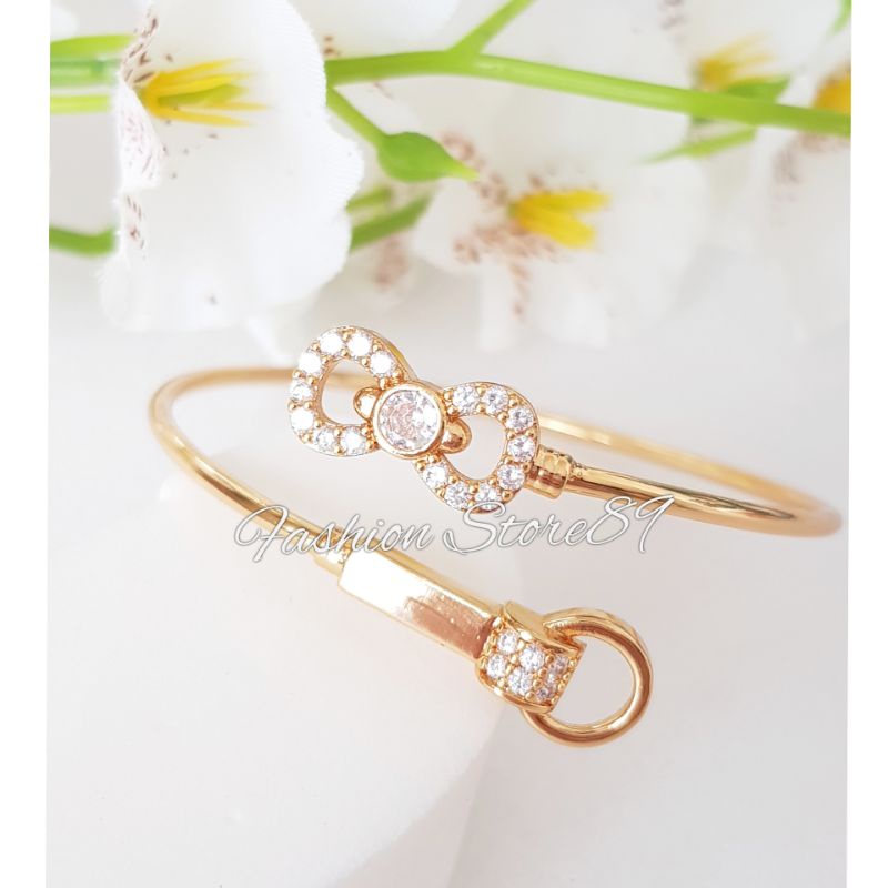 Gelang Bangle Flexibel Motif Pita perhiasan lapis emas 18k xuping yaxiya gelanh bangle elastis