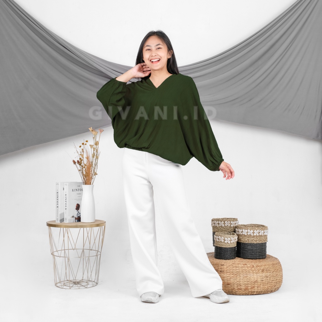 Blouse Wanita Jumbo Oversize Outfit Baju Atasan Wanita Big Size Ootd Blus Wanita Lengan Panjang-6