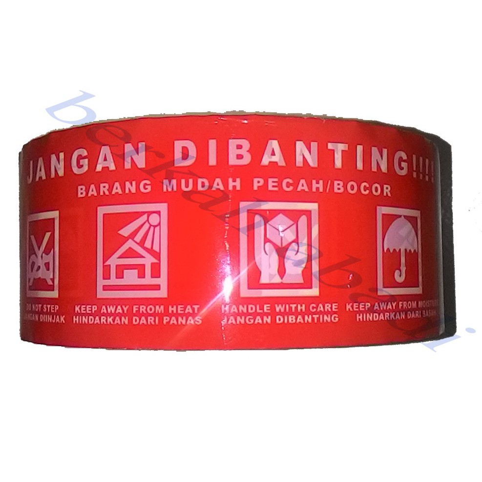 

ductape ISOLASI JANGAN DIBANTING / LAKBAN FRAGILE/MUDAH PECAH - MERAH