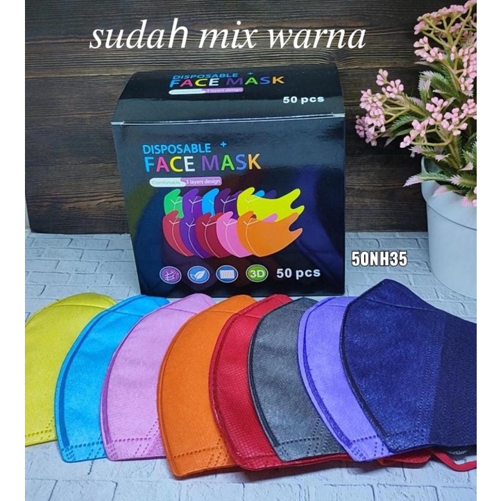 Masker duckbill warna. Masker model sensi warna mix
