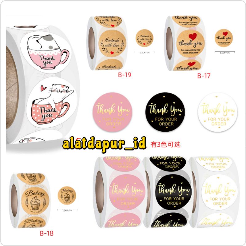 

stiker thank you / stiker tq / stiker box roti 1roll isi 500pcs
