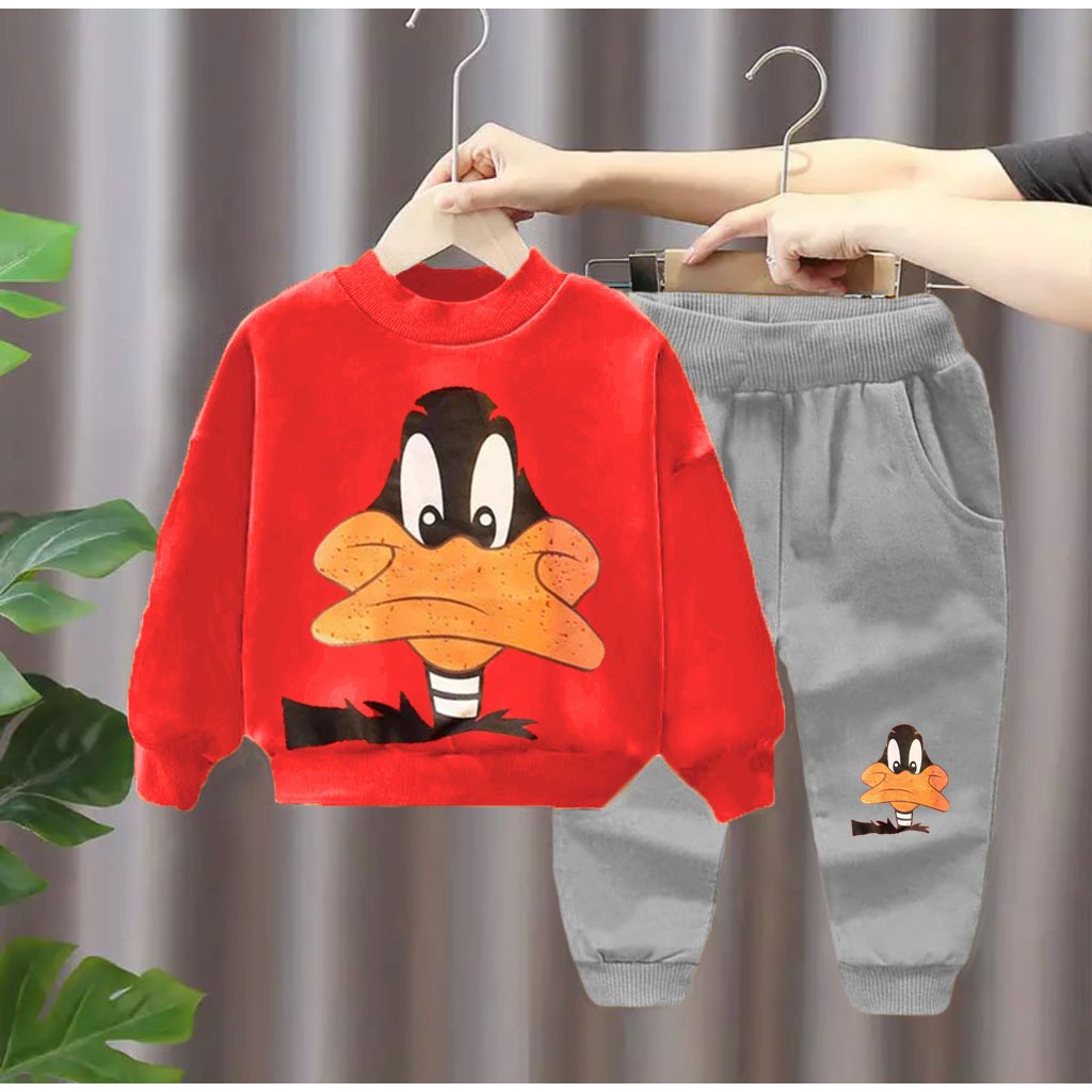 SETELAN SWEATER ANAK LAKI LAKI PEREMPUAN 1-5 TAHUN MOTIF DUCK SWEATER ANAK SETELAN SWEATER JOGGER