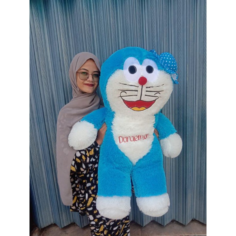 boneka karakter doraemon jumbo 1 meter besar kartun topi untuk kado