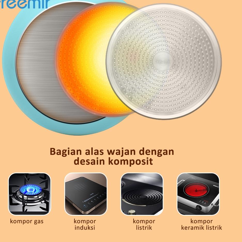 KODE-NB20 freemir 28 / 26 cm Wajan Teflon Anti Lengket Tanpa Minyak Wajan Dengan Tutup Teflon Penggo