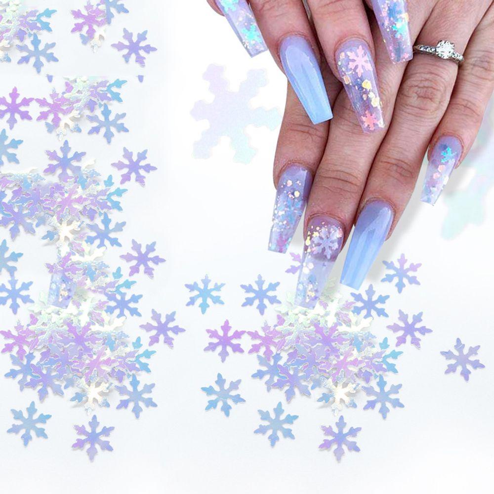 AUGUSTINA Augustina Snowflake Nail Sequin Laser Charm Glitter Flakes Snowflake Shiny DIY Nail Art Dekorasi