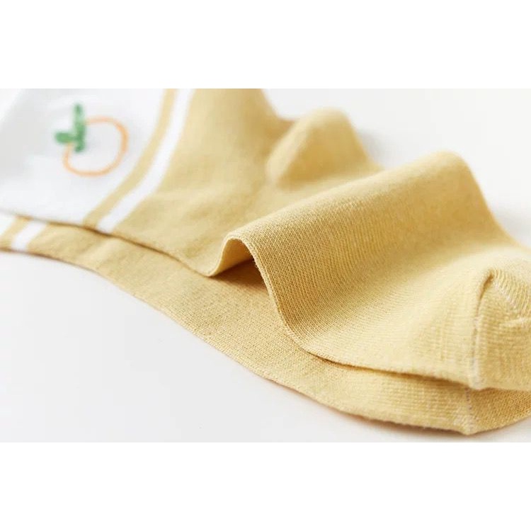 [littlecrab] Kaos Kaki Orange White Kaos Kaki Jeruk Oren Jingga Putih Kaos Kaki Panjang Cute Orange Women Socks Kaos Kaki Berkualitas High Quality Sock Korean Style