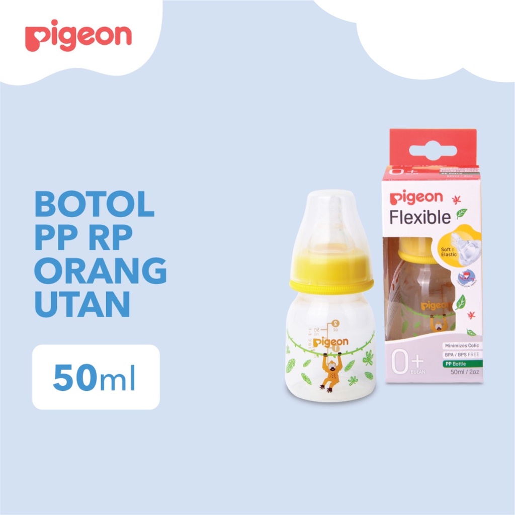 Pigeon Botol Susu Peristaltic Nipple Round Nursing Bottle PP RP Slim Neck Orangutan 50ml