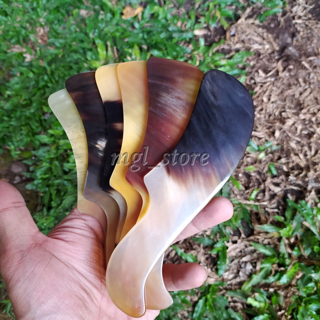 guasha kecantikan wajah bahan tanduk sapi asli model sisir handmade