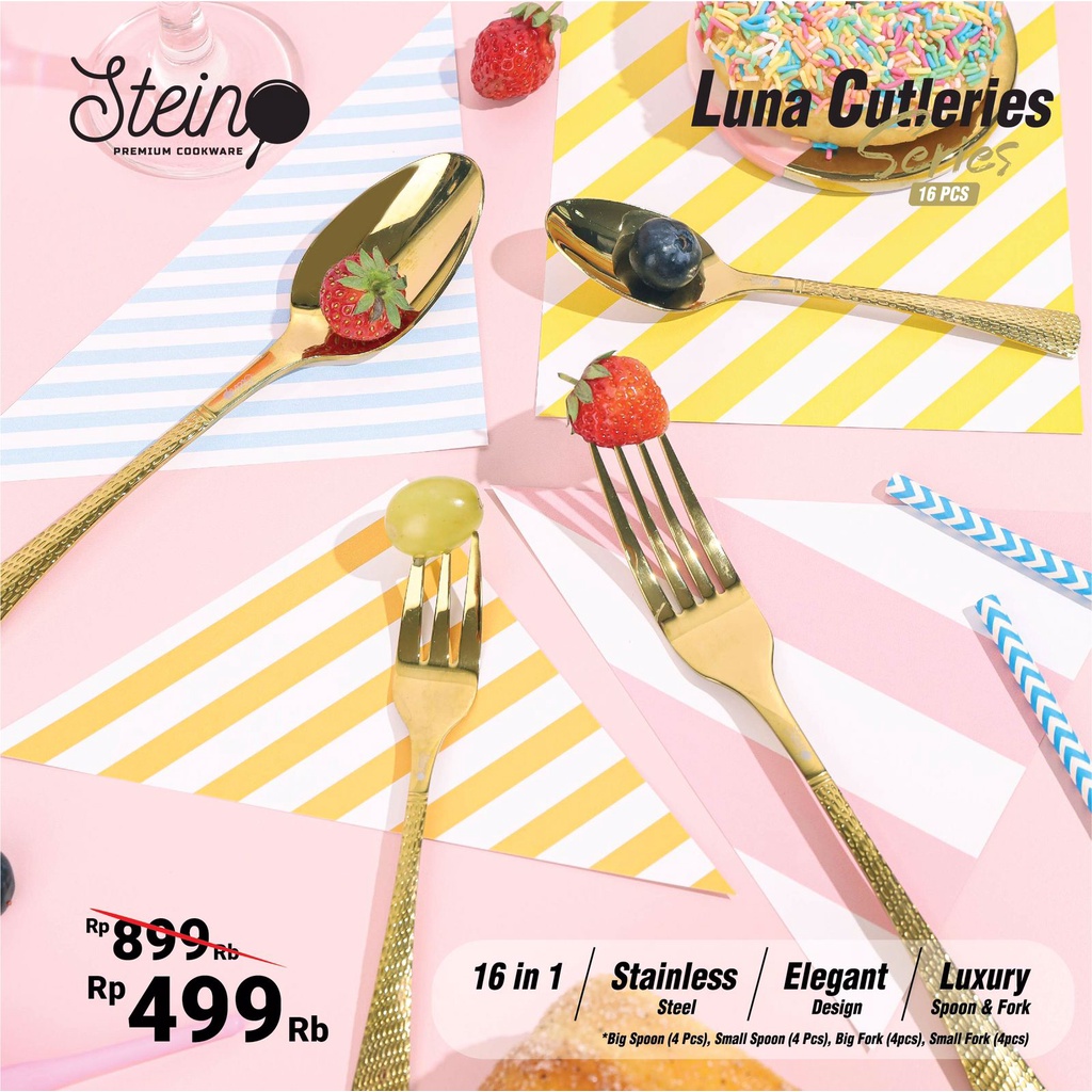 STEIN Cookware LUNA Cutleries Set 16 Pcs Sendok Garpu Stainless