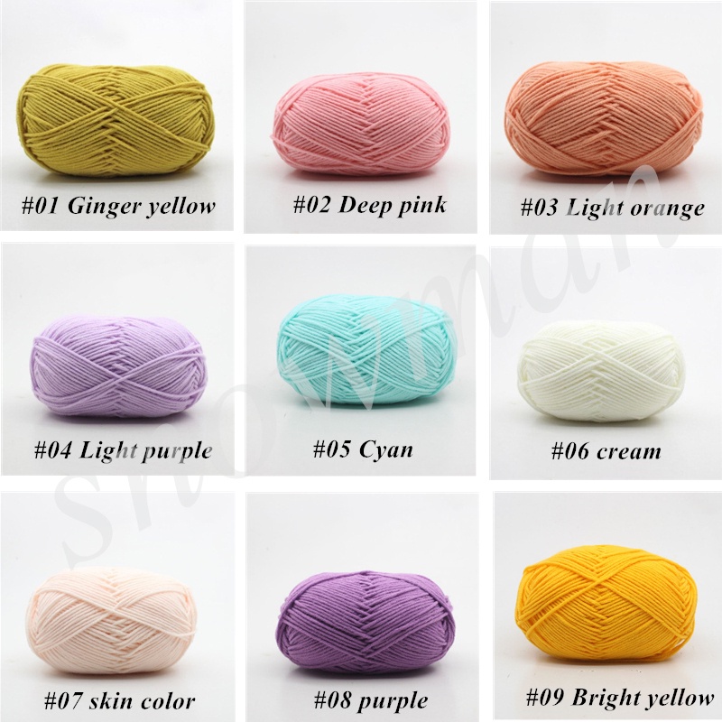 Benang rajut katun susu 4ply/ milk cotton yarn 4ply 50 Grams/Ball For Knitting Hand Knitting Crochet DIY