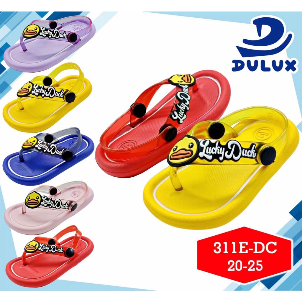 DX-311E-DC Sandal Jepit Balita Anak Cewek Tali Belakang Motif Bebek Duck Merek Dulux Size 20-25