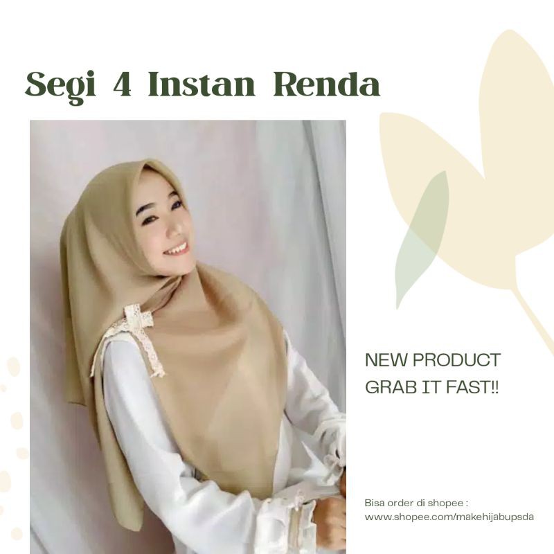 Segi Empat Instan Renda Pita / Segiempat renda / Kerudung Syari/Khimar